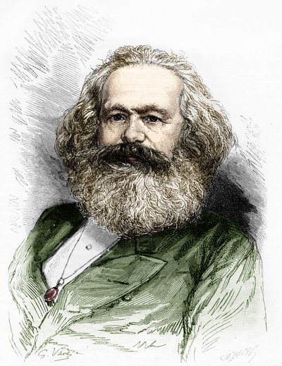 Portrett av Karl Marx (1818-1883), sosialismeteoretiker og tysk revolusjonær. av Unknown artist