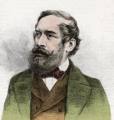 Portrett av Lajos Kossuth (1802-1894), ungarsk politiker - Gravering fra "The Illustrous World" av Unknown artist