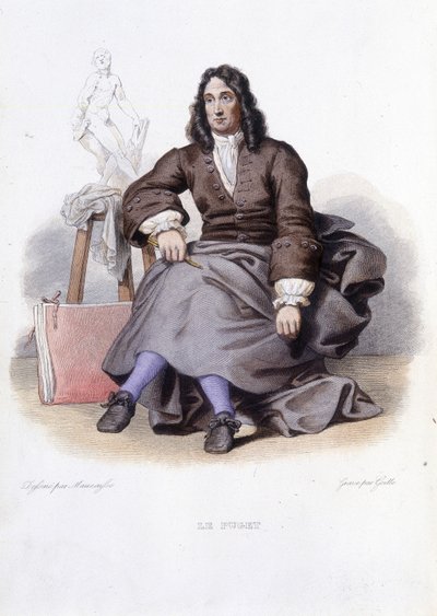 Portrett av Le Puget (Pierre Puget) fransk billedhugger, maler og arkitekt (1620 til 1694) - i Ed. Mennechet, "" Le Plutarque francais"" av Unknown artist