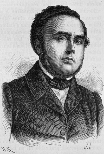 Portrett av Ledru-Rollin (1807 - 1874). Gravering av slutten av 1800-tallet i "Histoire de France"" av H. Martin. av Unknown artist