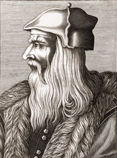 Portrett av Leonardo da Vinci (Leonardo da Vinci) (1452 - 1519). av Unknown artist