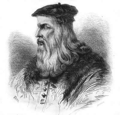 Portrait of Leonardo da Vinci (Leonardo da Vinci) (1452 - 1519). av Unknown artist