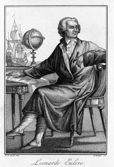 Portrett av Leonhard Euler (1707 - 1783), sveitsisk matematiker. av Unknown artist