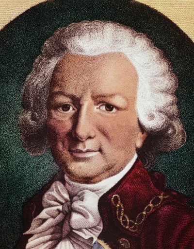 Portrett av Louis Antoine, grev av Bougainville, fransk navigatør (gravering av Unknown artist
