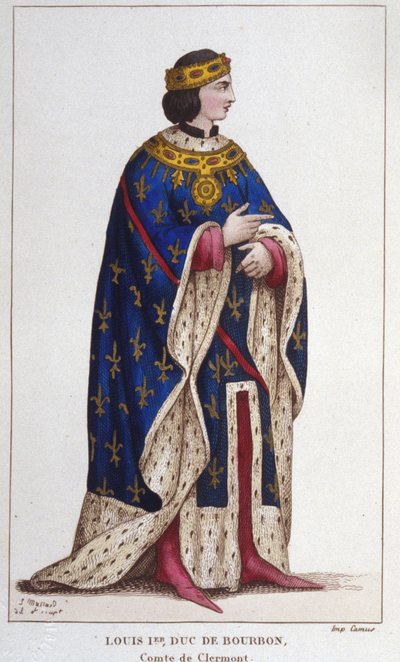 Portrett av Louis I av Bourbon the Boiteux (1279-1342) greve av Clermont (1310), hertug av Bourbonnais, greve av La Marche og Castres (1327). gravering fra 1830 av Unknown artist
