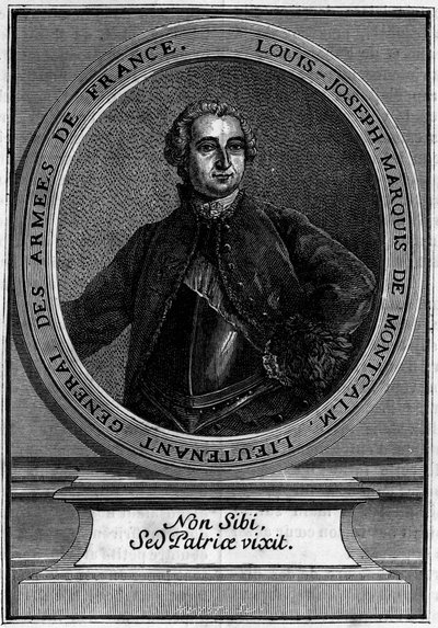 Portrett av Louis Joseph Marquis de Montcalm (1712-1759) generalløytnant for Armees of France, kjent for sin erobring av Quebec. av Unknown artist