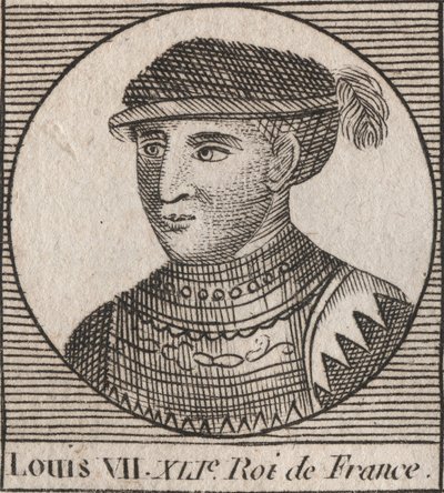 Portrett av Louis VII dit le Jeune (1120-1180), kongen av frankene fra 1137 til 1180 - Louis VII (kalt den yngre eller den unge), kongen av frankerne - gravering fra "Instruction sur l