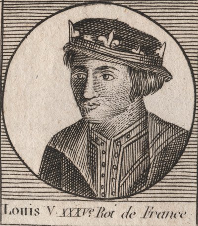 Portrait of Louis V le Faineant (967-987), King of France - Louis V the Indolent (967-987) - engraving from “” Instruction sur l
