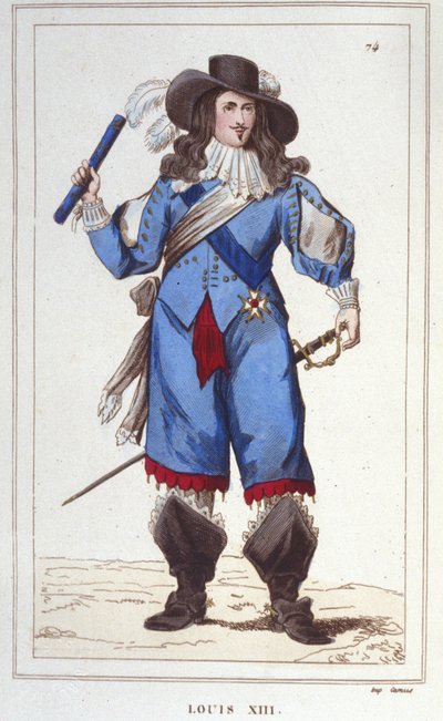 Portrett av Louis XIII (1601 - 1643), gravering av Frankrikes konge fra 1830 av Unknown artist