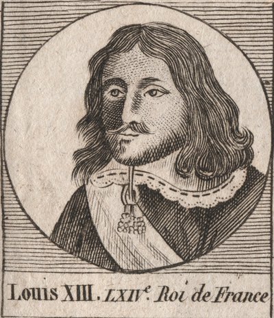 Portrett av Louis XIII den rettferdige (1601-1643) Konge av Frankrike - Ludvig XIII, konge av Frankrike fra 1610 til 1643 - gravering fra "Instruction sur l