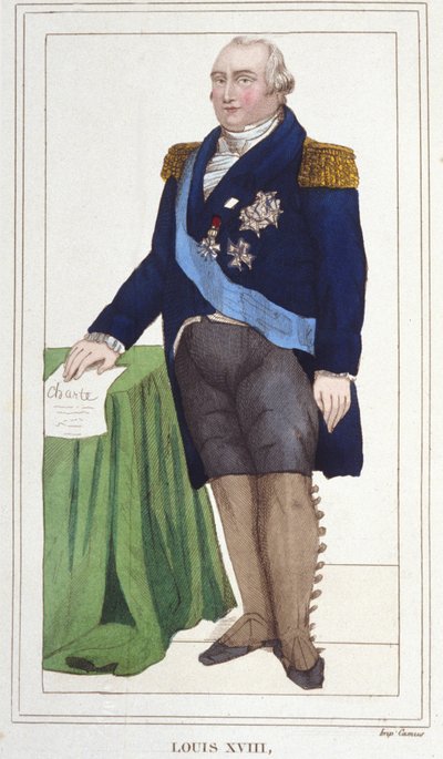 Portrett av Louis XVIII (1755 - 1824), gravering av Frankrikes konge fra 1830. av Unknown artist