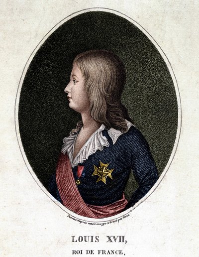 Portrett av Louis XVII, delfin fra Frankrike - gravering av det 19. århundre av Unknown artist
