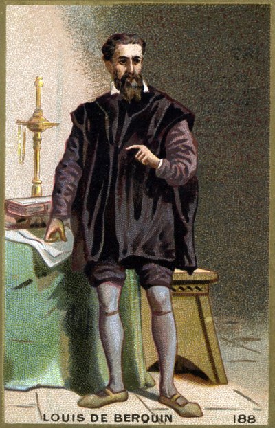 Portrett av Louis de Berquin (1485 - 1529), ridder og humanist. Kromolitografi fra 1800-tallet. av Unknown artist