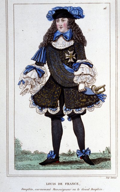 Portrett av Louis de France, hertug av Burgund (1682 - 1712) kjent som "Den store dauphin". Gravering fra 1830. av Unknown artist