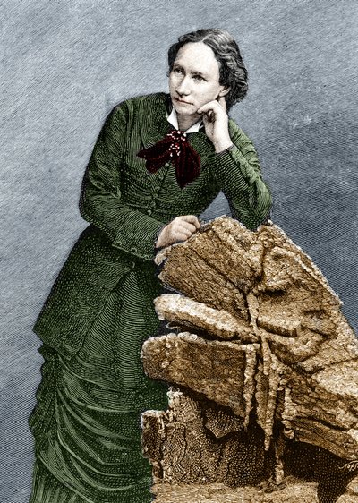Portrett av Louise Michel (1830 - 1905) under hennes deportasjon til Noumea i Ny-Caledonia. 1873-1880. av Unknown artist
