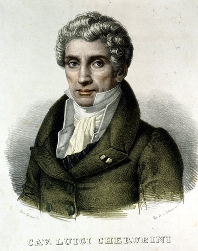Portrett av Luigi Cherubini (1760-1842), italiensk komponist. av Unknown artist