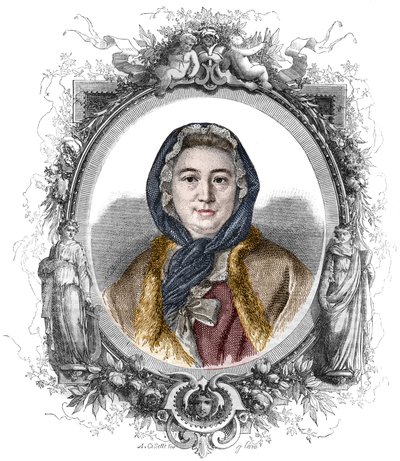 Portrait of Madame Geoffrin, nee Marie Therese (Marie-Therese) Rodet (1699-1777) - Engraving from 1858 av Unknown artist