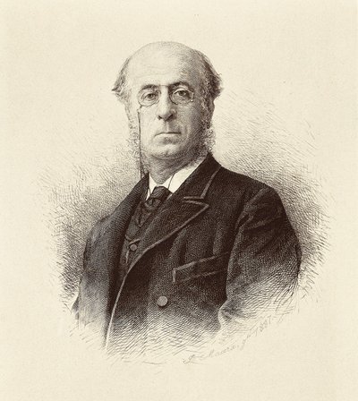 Portrett av Manuel SILVELA Y LA VIELLEUZE (1830-1892), spansk politiker. Madrid. Nasjonalbibliotekets gravering. av Unknown artist