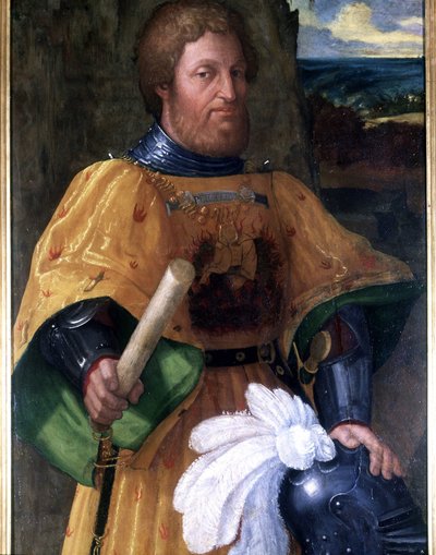 Portrett av Marcoantonio Colonna, general som deltok i slaget ved Lepante (Lepanto) i 1571. Maleri sd. av epoc.Naval Academy of Leghorn av Unknown artist