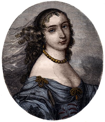 Portrett av Marguerite Hessein, Madame de la Sabliere (1636-1693) French Salonniere. Gravering fra 1800-tallet. av Unknown artist