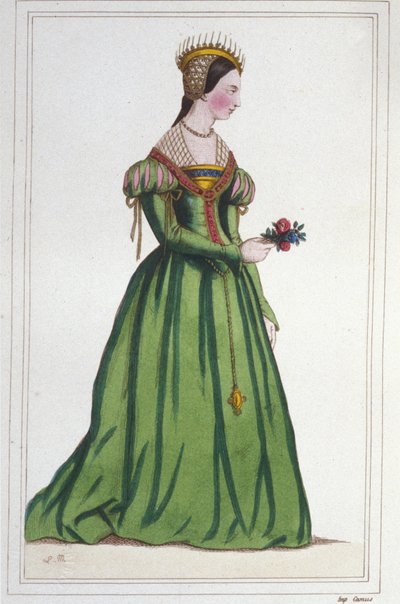 Portrett av Marguerite de France (1523 - 1574), datter av Francois I og Claude de France. Gravering fra 1830 av Unknown artist