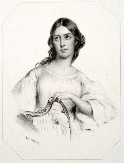Portrett av Maria Garcia kalt Malibran (1808-1836) sangeren mezzosopran. av Unknown Artist