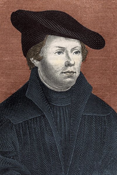 Portrett av Martin Luther (1483 - 1546) tysk religiøs reformator - gravering av Unknown artist
