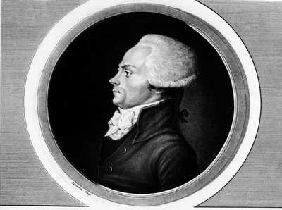 Portrett av Maximilian av Robespierre (1758-1794), medlem av generalstatene og stedfortreder for Paris ved nasjonalkonvensjonen. i "" Collection complete des tableaux historiques de la revolution francaise, en trois volumes."" 1804. av Unknown artist