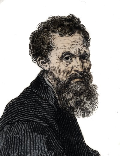 Portrett av Michelangelo Buonarroti italiensk billedhugger - Portrett av Michelangelo Buonarroti dit Michel Ange (Michelangelo eller Michelangelo av Unknown artist