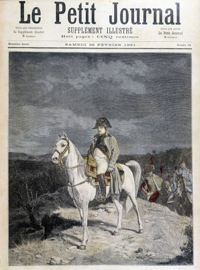 Portrett av Napoleon på en hest i 1814. av Unknown artist