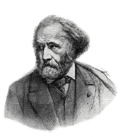 Portrett av Paul Chenavard (1807-1895), fransk maler - gravering av 1895 av Unknown artist