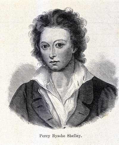Portrett av Percy Bysshe Shelley, britisk poet (1792-1822). av Unknown artist