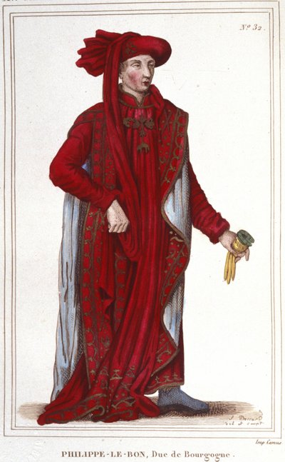 Portrett av Filip III den gode (1396-1467), gravering av hertugen av Burgund fra 1830 av Unknown artist