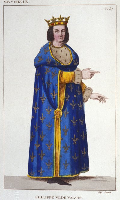 Portrett av Filip VI av Valois (1293-1350) konge av Frankrike. Gravering fra 1830 av Unknown artist