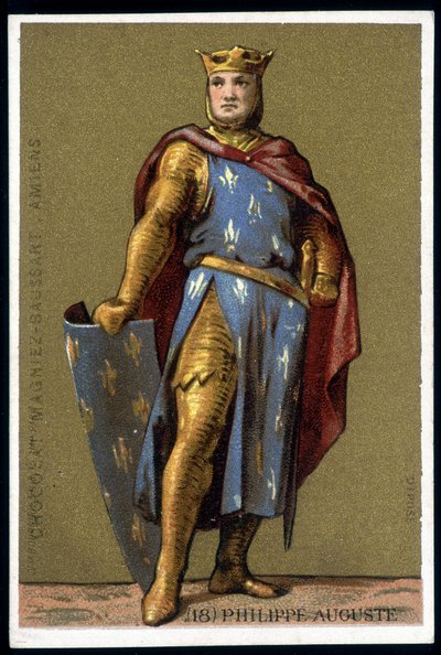 Portrett av Philippe Auguste i kampdrakt - chromo, sent på 1800-tallet av Unknown artist