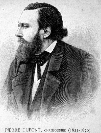 Portrett av Pierre Dupont, Chansonnier (1821 -1870) - i "" Les Contemporains", n.d. sent på 1800-tallet. av Unknown artist