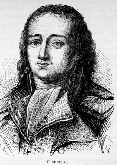 Portrait of Pierre Gaspard Chaumette (1763-1794), French politician, member of the Cordeliers Club and prosecutor - syndic of the Insurectional Commune of Paris... He was arrested and guillotined with host extremists. av Unknown artist