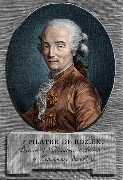 Portrett av Pilâtre de Rozier (1756 - 1785), fransk fysiker og luftfart (første tur i luftballong) av Unknown artist