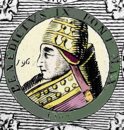 Portrett av pave Benedikt IX. Gravering av 1800-tallet. av Unknown artist