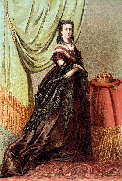 Portrett av dronning Mary Henriette av Østerrike, kone til Leopold II, belgiernes konge. av Unknown artist