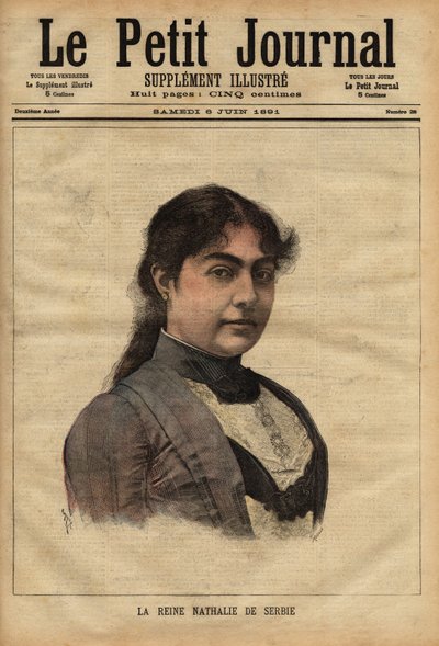 Portrett av dronning Nathalie av Serbia av Unknown artist