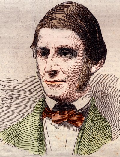 Portrett av Ralph Waldo Emerson (1803-1882), essayist, filosof, amerikansk poet. Gravering i "" The illustrated London News "" av 20. mars 1858. av Unknown artist