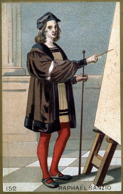 Portrett av Raphael (Raffaello Sanzio 1483 - 1520). Kromolitografi fra slutten av 1800-tallet. av Unknown artist