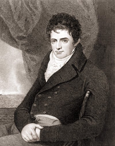 Portrett av Robert Fulton (1765 - 1815), amerikansk skipsbyggingsmekaniker (Nautilus). Gravering fra 1800-tallet. av Unknown artist