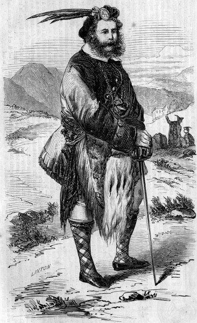 Portrett av Roualeyn George Gordon Cumming (1820-1866), skotsk reisende og løvejeger. Gravering av Linton i ""The Illustrous World"" nr. 56 av 8. mai 1858. av Unknown artist