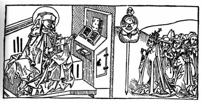 Portrett av den hellige Brigitte av Sverige (1103 - 1373). Gravering fra «Leben der Heiligen - sommerteil» (Helgenens bok) av Jacobus (James) av Voragine (1228-1298). Lübeck 1488. av Unknown artist