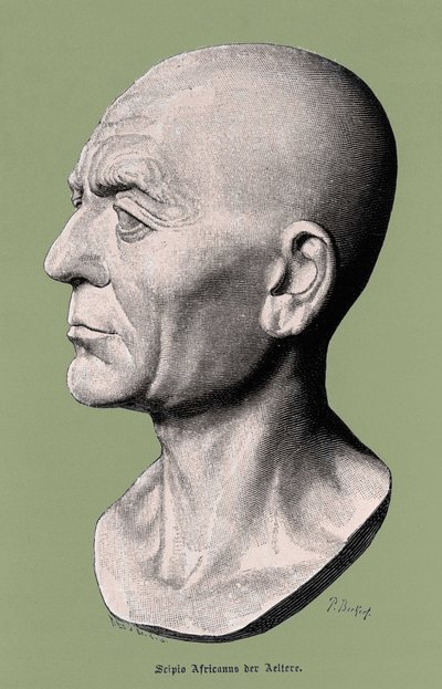 Portrett av Scipio, den afrikanske, general og romerske statsmannen (235-183 f.Kr.). av Unknown artist