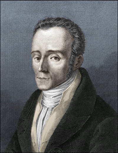 Portrett av Silvio Pellico, italiensk forfatter (1789-1854) av Unknown artist