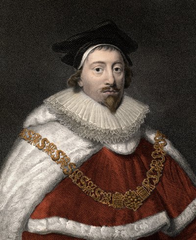 Portrett av Sir Edward Coke (1552-1634), engelsk juriskonsulent - Fargegravering fra 1800-tallet av Unknown artist