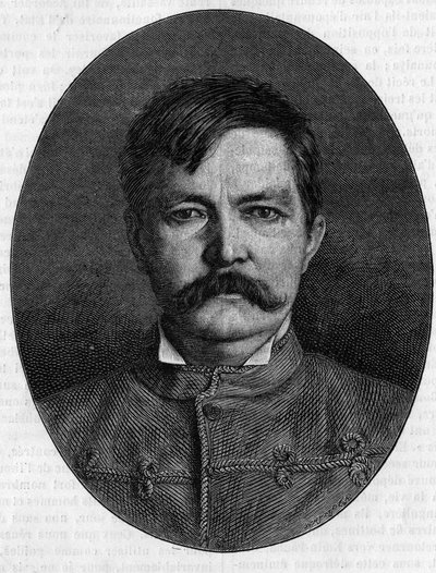 Portrett av Sir Henry Morton Stanley, pseudonym til John Rowlands (1841-1904), britisk oppdagelsesreisende og journalist. Gravering i "" Le Journal de la jeunesse"" av Unknown artist